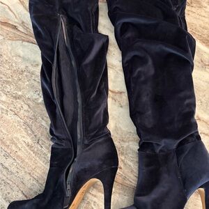 INC International Concepts Black Velvet Over the Knee Boots
